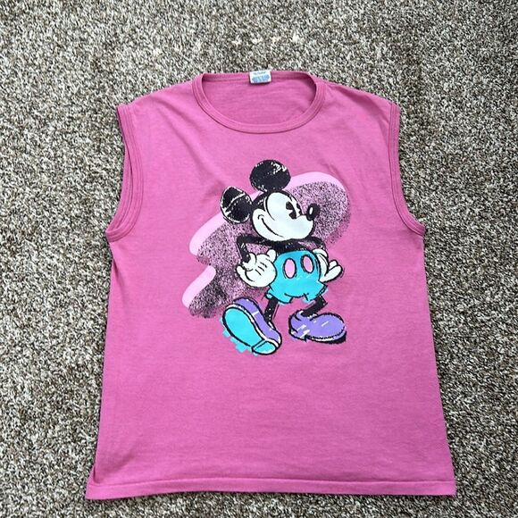 Vintage Disney Mickey Mouse 80s Made in the USA Pink Tank Top Womens Large - Picture 5 of 9